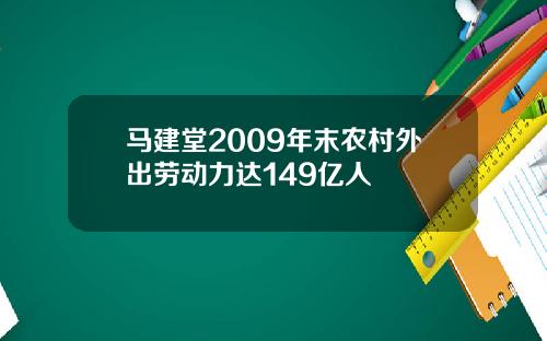 马建堂2009年末农村外出劳动力达149亿人