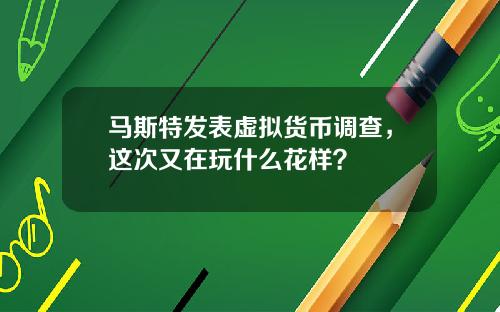 马斯特发表虚拟货币调查,这次又在玩什么花样?