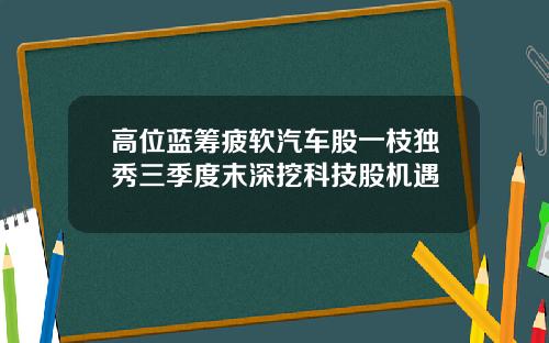 高位蓝筹疲软汽车股一枝独秀三季度末深挖科技股机遇