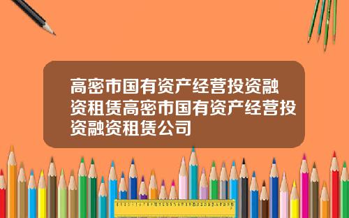高密市国有资产经营投资融资租赁高密市国有资产经营投资融资租赁公司