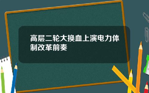 高层二轮大换血上演电力体制改革前奏