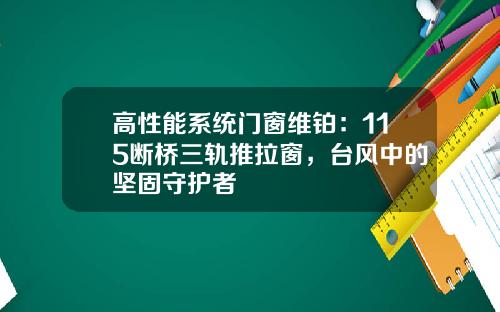 高性能系统门窗维铂:115断桥三轨推拉窗,台风中的坚固守护者