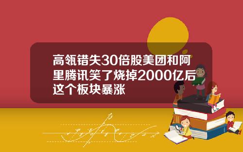 高瓴错失30倍股美团和阿里腾讯笑了烧掉2000亿后这个板块暴涨