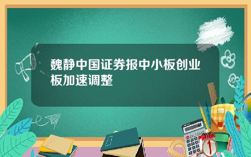 魏静中国证券报中小板创业板加速调整