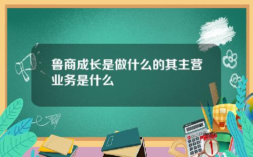 鲁商成长是做什么的其主营业务是什么