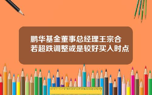鹏华基金董事总经理王宗合若超跌调整或是较好买入时点