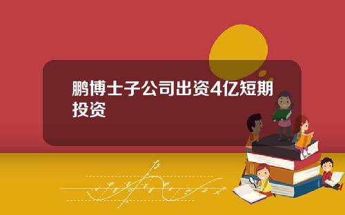 鹏博士子公司出资4亿短期投资