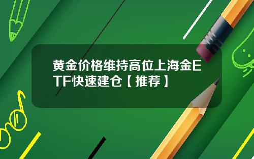 黄金价格维持高位上海金ETF快速建仓【推荐】