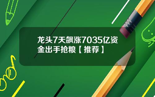 龙头7天飙涨7035亿资金出手抢粮【推荐】