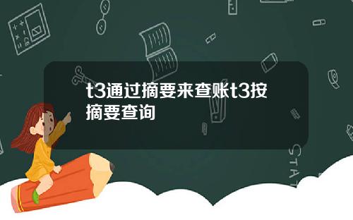 t3通过摘要来查账t3按摘要查询