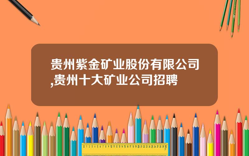 贵州紫金矿业股份有限公司,贵州十大矿业公司招聘