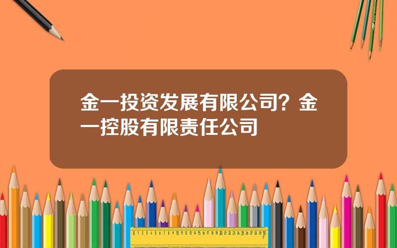 金一投资发展有限公司？金一控股有限责任公司