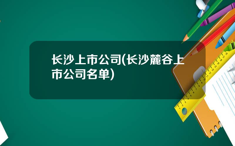 长沙上市公司(长沙麓谷上市公司名单)