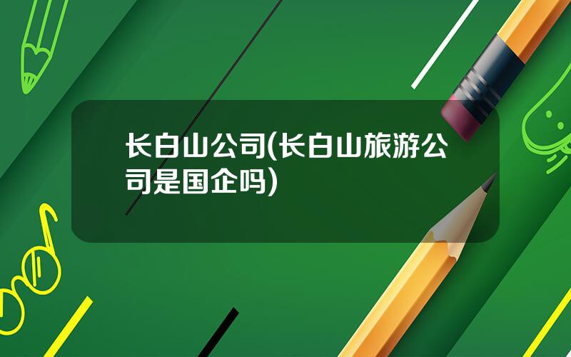 长白山公司(长白山旅游公司是国企吗)