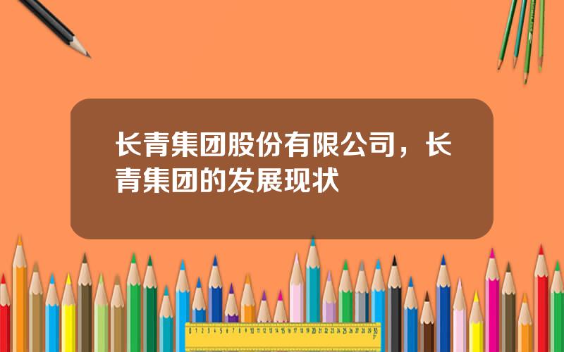 长青集团股份有限公司，长青集团的发展现状