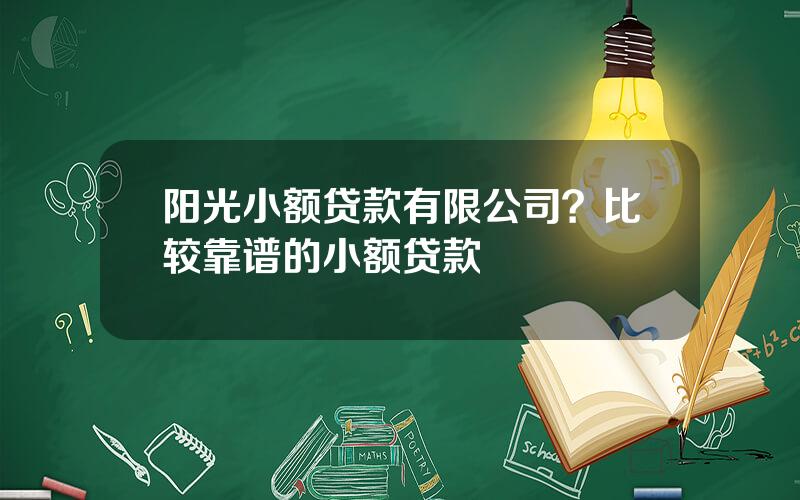 阳光小额贷款有限公司？比较靠谱的小额贷款