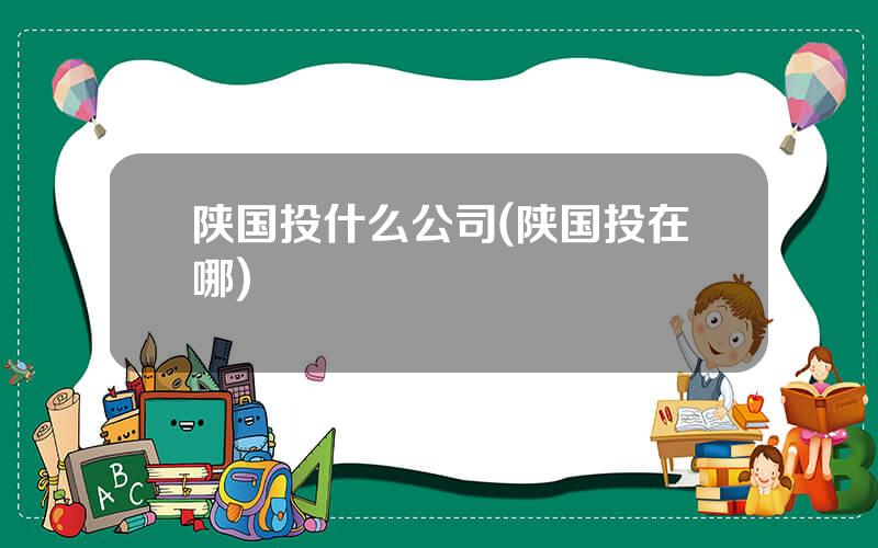 陕国投什么公司(陕国投在哪)