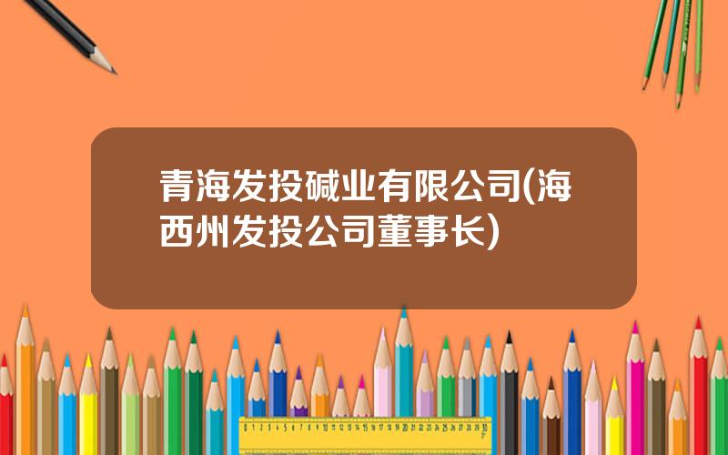青海发投碱业有限公司(海西州发投公司董事长)