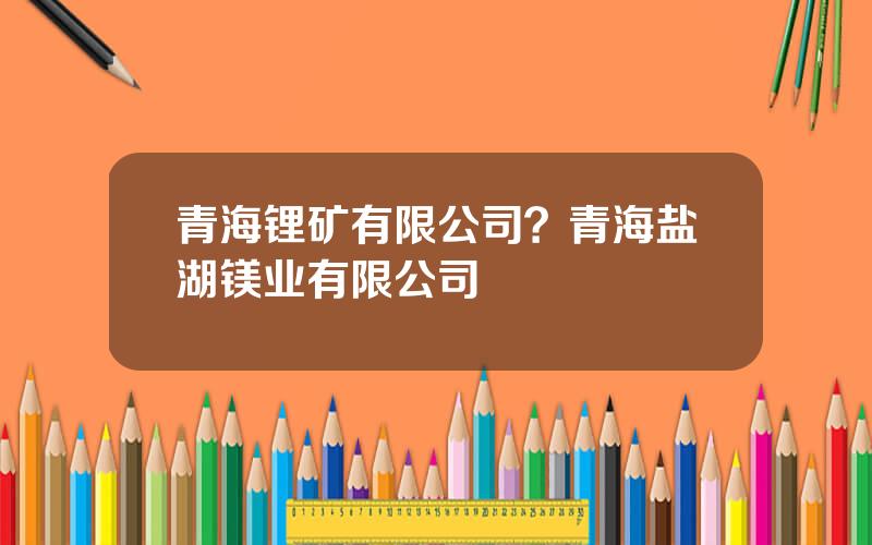 青海锂矿有限公司？青海盐湖镁业有限公司