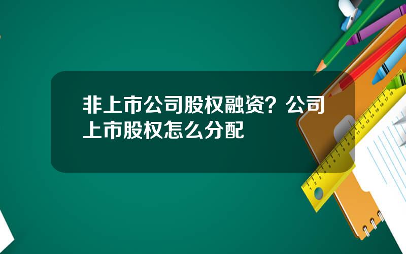 非上市公司股权融资？公司上市股权怎么分配