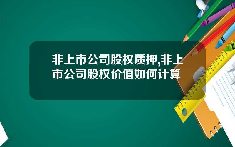 非上市公司股权质押,非上市公司股权价值如何计算