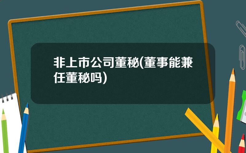 非上市公司董秘(董事能兼任董秘吗)