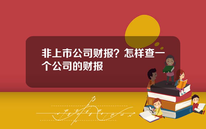 非上市公司财报？怎样查一个公司的财报
