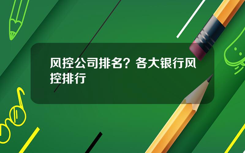 风控公司排名？各大银行风控排行