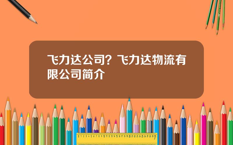 飞力达公司？飞力达物流有限公司简介