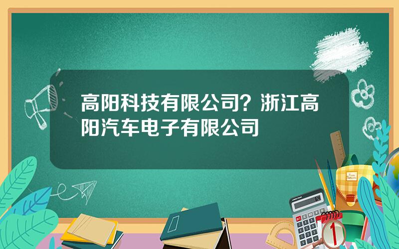 高阳科技有限公司？浙江高阳汽车电子有限公司